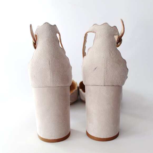 New CHLOE Scalloped d'Orsay Suede Heeled Pumps - Picture 10 of 13